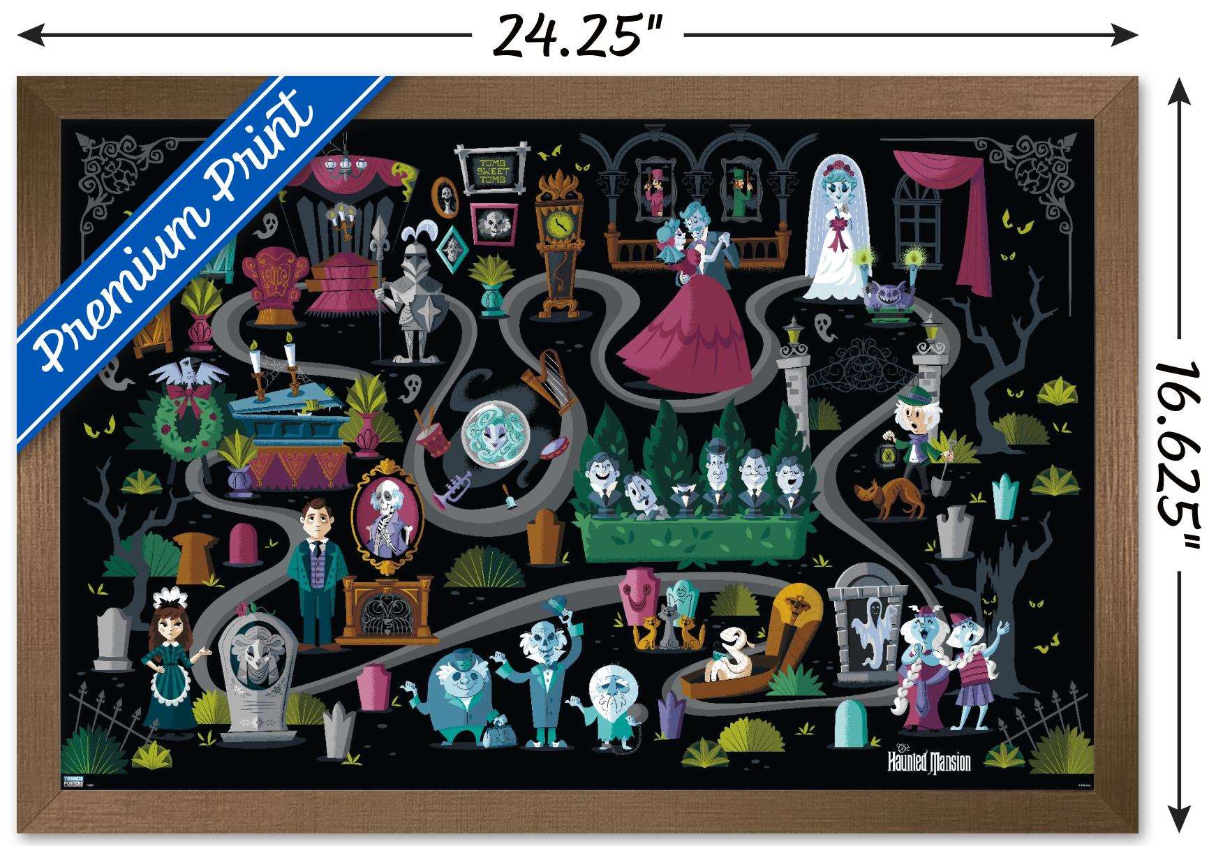 Disney Haunted Mansion - Map Wall Poster, 14.725" x 22.375", Framed