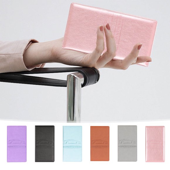 Clearance,Car Registration and Insurance Card Clip, Synthetic Leather Car Information Storage, Protection Clip for Business Cards and ID, | Pu, Black-211 $BS$3
