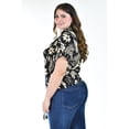 thumbnail image 2 of Blusa fresca con moño Roman Fashion /Tallas Extras, 1819 (Negro flor) negro 42, 2 of 6