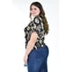 thumbnail image 2 of Blusa fresca con moño Roman Fashion /Tallas Extras, 1819 (Negro flor) negro 42, 2 of 6