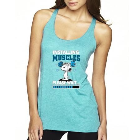 New Way 433 - Women's Tank-Top Installing Muscles Please Wait Snoopy Peanuts XS Tahiti (Best Way To Please A Woman With Your Mouth)