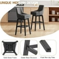 thumbnail image 5 of HomeZeer 26" Bar Stools Set of 2, Swivel Counter Height Bar Stools with Back, Upholstered Bar stools for Kitchen Island, Solid Wood Legs Bar Chairs with Footrest for Kitchen Dining Room, Gray, 5 of 7