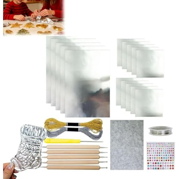 Embossing Foil,Embossing Foil Sheets,Gold/Silver Foils Sheets,Aluminum Metal Crafts DIY Accessory,Metal Tin Embossing Sheets for Crafts,Engraving Tools for Painting Gilding Crafting (Silver)
