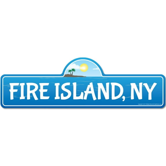 Fire Island NY New York Beach Street Sign | Indoor/Outdoor | Surfer Ocean Lover Décor For Beach House Garages Living Rooms Bedroom | Signmission Personalized Gift