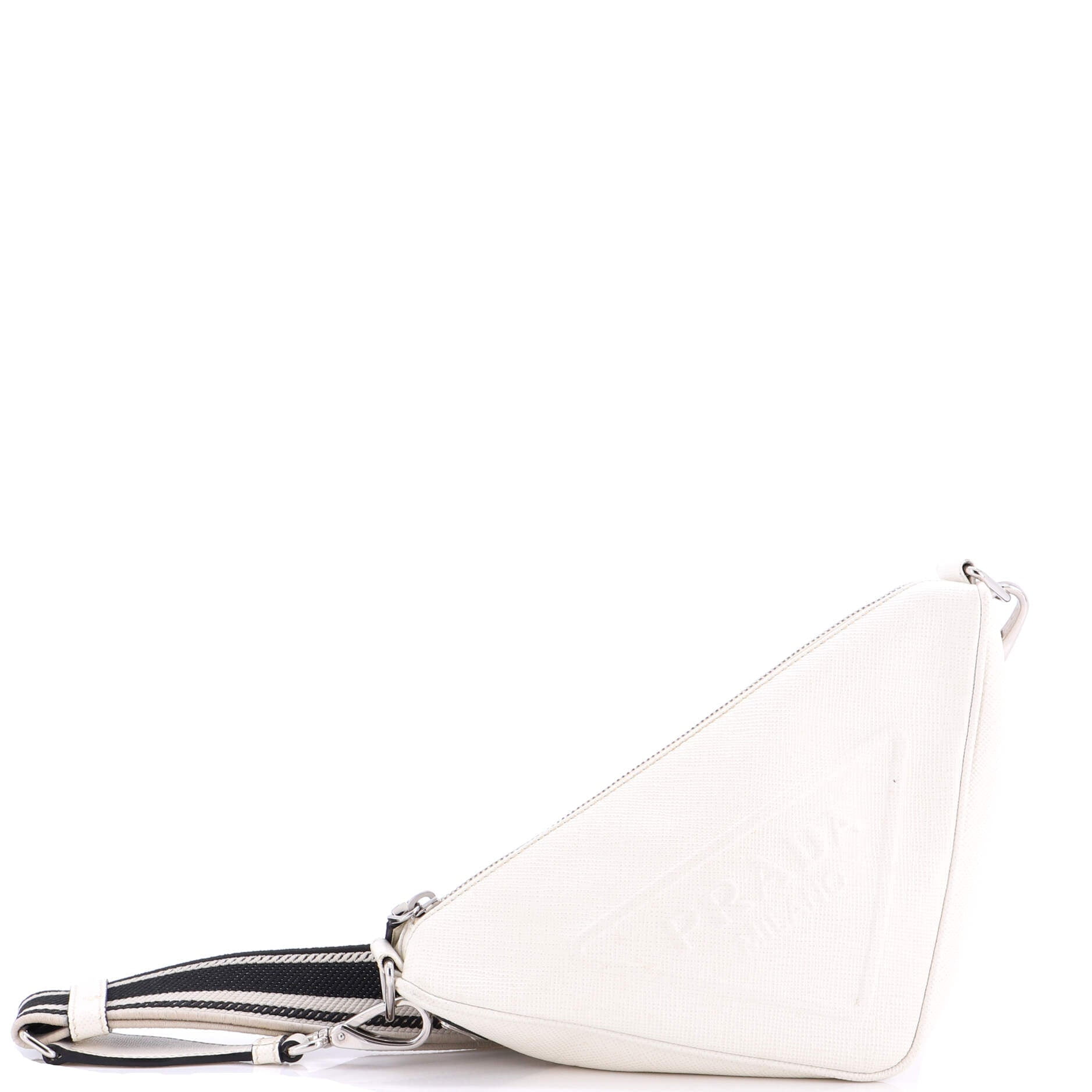 Pre-Owned Prada Prada Triangle Logo Zip Crossbody Bag Saffiano Leather Small By Rebag