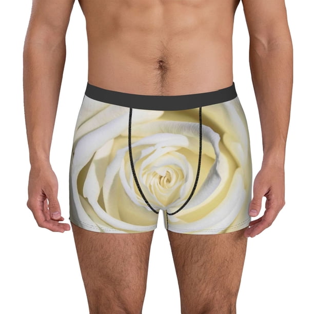 Balery White Rose Calzoncillos bóxer para hombre, ropa interior de algodón suave y transpirable con cinturilla de nailon-Medium