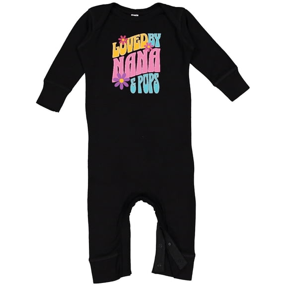 Inktastic Nana and Pops Love Me Retro Flowered Baby Romper Coveralls