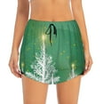 thumbnail image 2 of Picia Christmas Green Pattern Women's 2 in 1 Athletic Running Shorts High Waisted Workout Casual Gym Sweat Shorts with Comfy Liner Zipper Pockets-Large, 2 of 9
