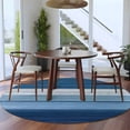 thumbnail image 4 of 7ft Round Rug, Blue Ombre Stripe Non-Skid Rubber Backing Large Area Rugs - Living Room Bedroom Home Office, Farmhouse Striped Modern Abstract Art Indoor Floor Mat Carpets Washable Rug, 4 of 9