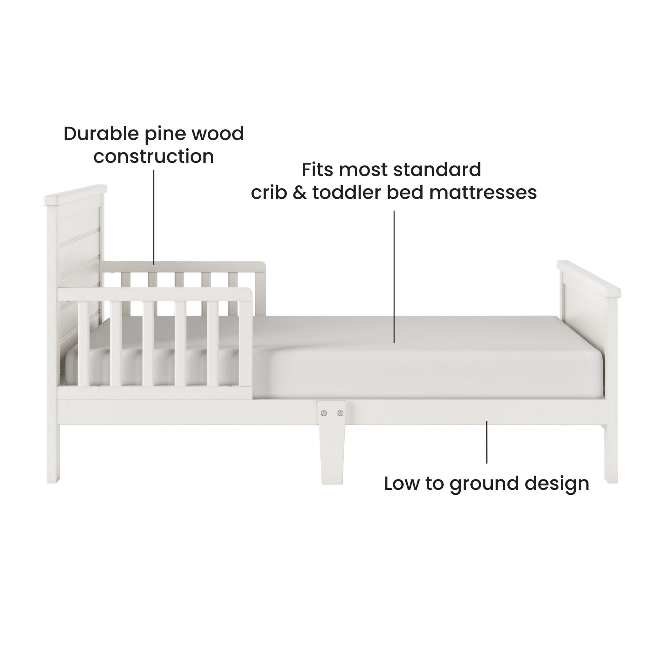 Child Craft Woodland Toddler Bed and Dresser Bedroom Set, Low to Ground Design, Brushed Cotton, 2-Piece