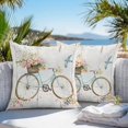 thumbnail image 5 of Waterproof Throw Pillow Covers Set of 2, 26x26 Inch Vintage Floral Bicycle Decorative Pillowcases Outdoor Pillow Slip Cushion Covers Set for Couch Tent Spring Farmhouse Bird Wood, 5 of 7