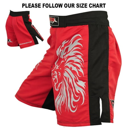 MRX MMA Fight Shorts Grappling Short Stretch Penals Training Trunks Lion Series Red / Black (Best Mma Shorts Review)