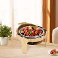 thumbnail image 2 of 9L Gold-Plated Round Chafing Dish with 9.51Qt Capacity, Stainless Steel Food Warmer & Cooler for Buffet, Catering, and Parties – Includes Fuel Holder and Lid Holder, 2 of 9