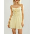 thumbnail image 4 of Elippeo Women Summer Mini Cami Dress Solid Color Sleeveless Tie Up Above Knee Party Dress, 4 of 10