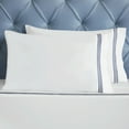 thumbnail image 6 of Superior Brandon Embroidered Cotton Bed Sheet Set, Twin, White/Navy Blue, 6 of 11