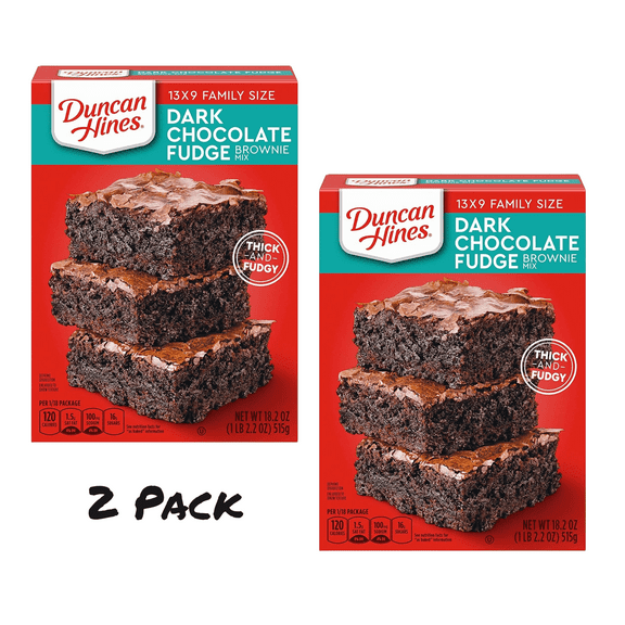 Duncan Hines Dark Chocolate Fudge Brownie Mix, 2 Pack, 18.2 Oz