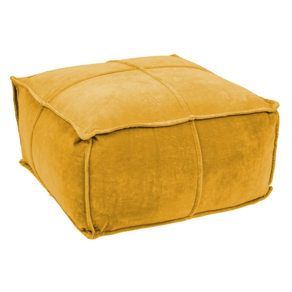 Creative Co-Op Square Cotton Velvet Pouf Seat, Goldenrod Yellow