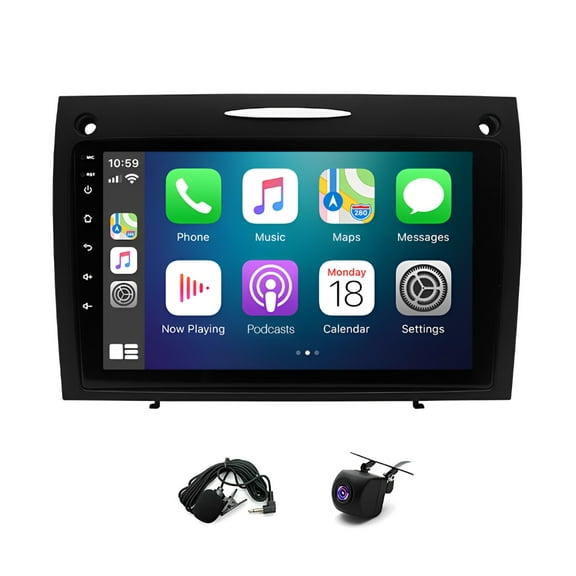 iSpchen Car Stereo Radio for Mercedes Benz SLK 2004-2010 Built-in Wireless CarPlay Android Auto, 9in Touch Screen with Bluetooth WiFi FM/AM/RDS SWC Mirror Link GPS Navigation Head Unit
