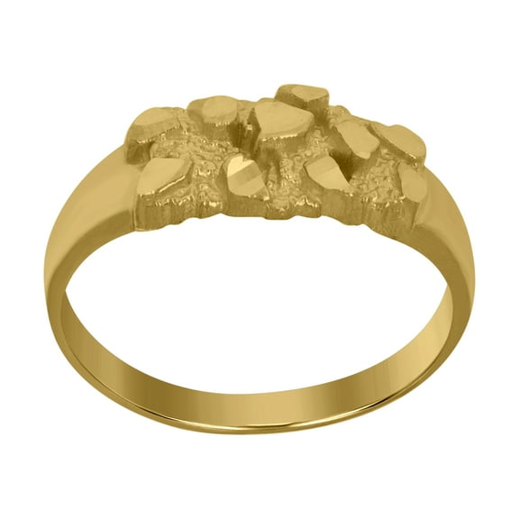 10k Yellow Gold Mens Nugget Dc Textured Band Ring