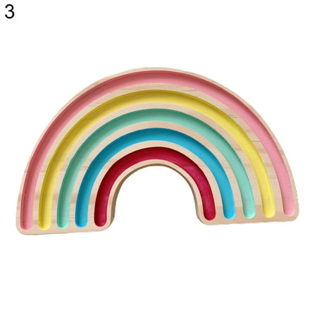 

Papaba Wall Hanging Wood Rainbow Pendant Ornaments Children Room Home Decor Photo Props