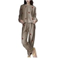 thumbnail image 4 of WRKEKC Winter Pajamas for Women Winter Coral Fleece Long Top Pants and Robe 3 Piece Home Loungewear Sleepwear Set for Women Cold Season Comfort, 4 of 6