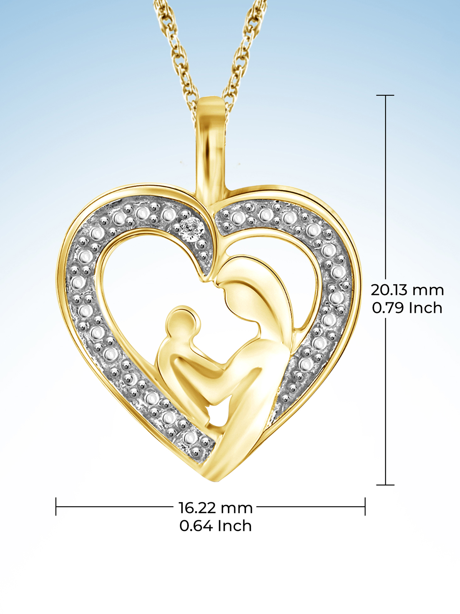 JewelersClub Heart Necklace with White Diamond Accent | 14K gold-plated Silver | Jewelry Pendant Necklaces for Women & 18 inch Rope Chain with Spring Clasp - image 5 of 5