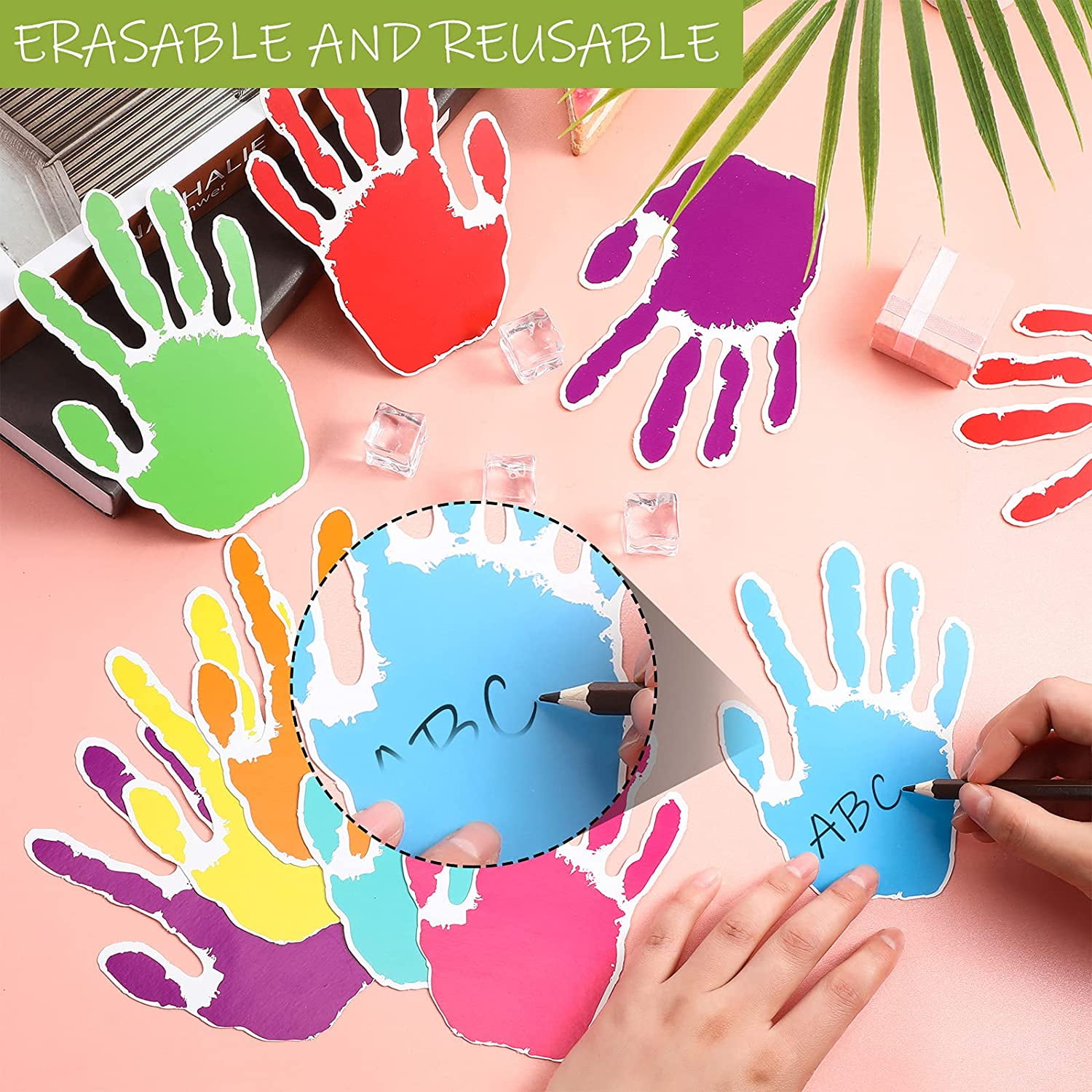 Hand Creative Cutouts Handprint Accents Paper Cutouts Name Tags Bulletin Board Classroom Decoration for Teacher Student Back to School Party 48 Pieces Colorful Handprint Cut-Outs 5.5 x 3.9 Inch