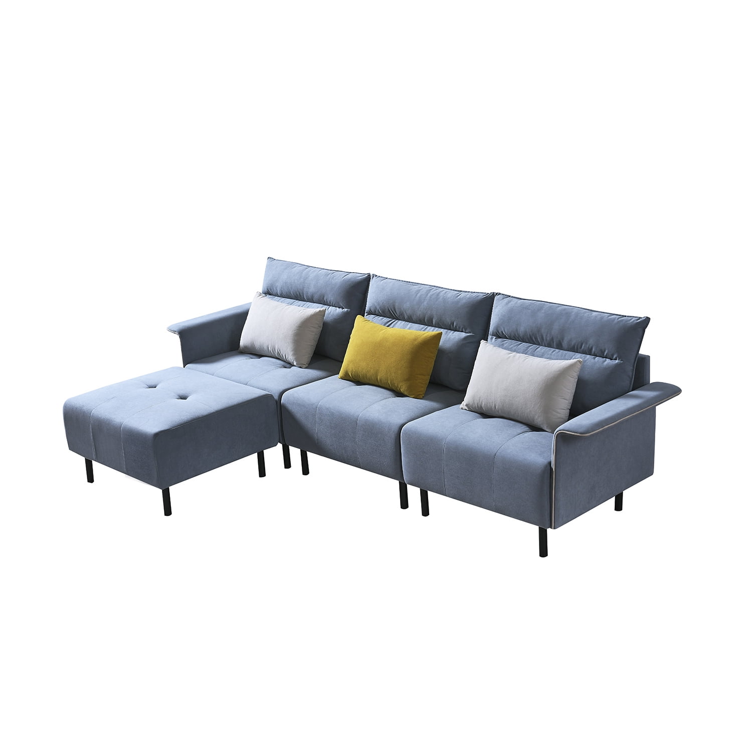 Kepooman Convertible Sectional Sofa Couch, L-Shaped Couch with Ottoman for Living Room, Blue & Grey Kepooman Convertible Sectional Sofa Couch, L-Shaped Couch with Ottoman for Living Room, Blue & Grey