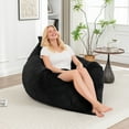 thumbnail image 5 of S-HOME Versatile 3-in-1 Bean Bag Chair with Removable Washable Cover,  for Lounging, Reading, and Leisure Activities, Black, 5 of 18