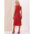 thumbnail image 3 of DARING DIVA Women's V Neck Sleeveless Button Pleated Midi Dresses XS Red, 3 of 6