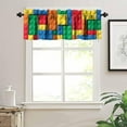 thumbnail image 3 of Building Blocks Valance Curtain Themed Digital Design Toy Dotted Matching Rectangles Print Rod Pocket Valance Window Treatments Short Curtains for Kitchen Living Room Decor 54x18inch, 3 of 6