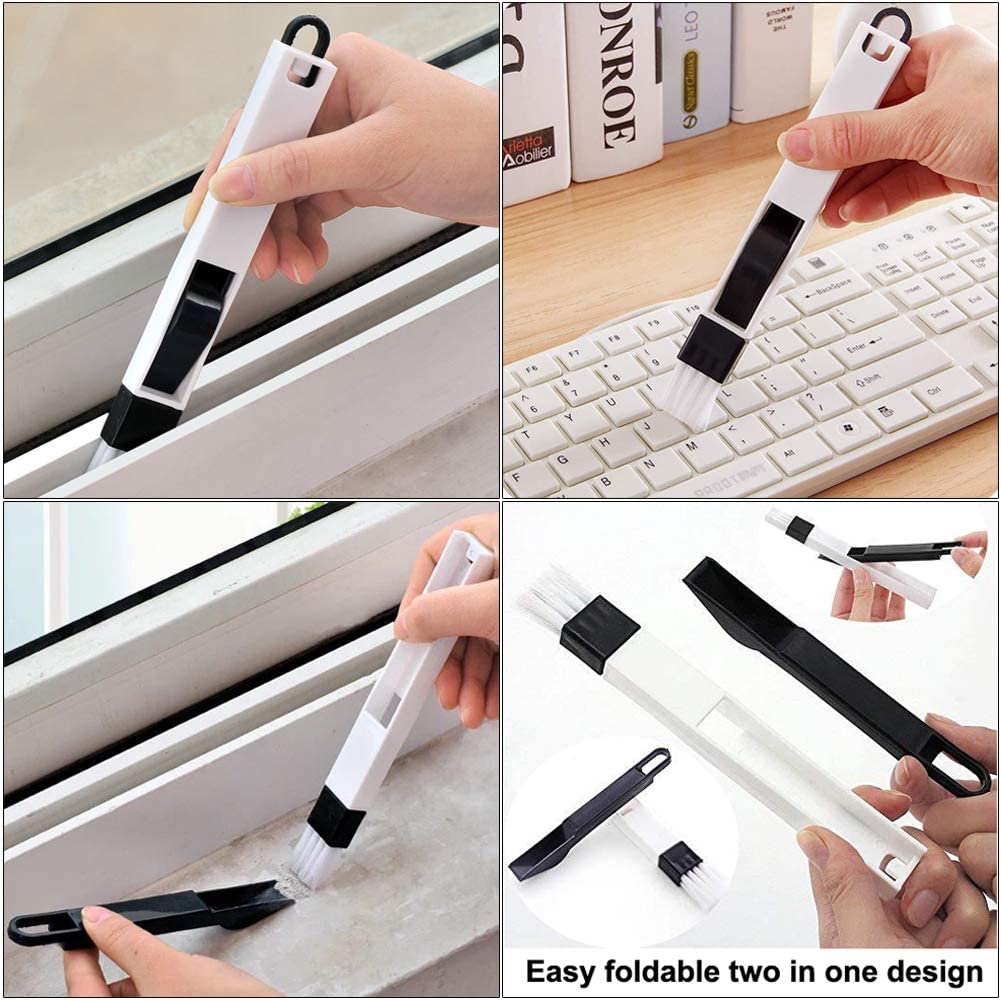 Window Track and Grout Cleaning Brush Set, 5Pcs Hard-Bristle Crevice Scrub Brushes for Sliding Doors, Tile Lines, Sink Corners, Small Gaps and Bottles, Essential Household Cleaning Tools