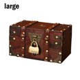 thumbnail image 1 of Wooden Jewelry Storage Box Square Retro Trinket Case Handmade Treasure Holder Container with Lock L, 1 of 7