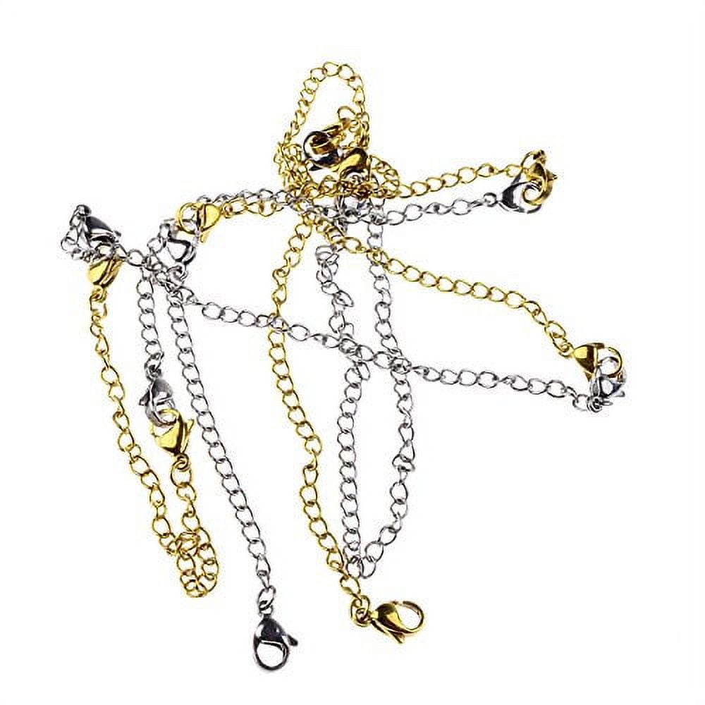 D-BUY 8 Pcs Stainless Steel Necklace Extender Bracelet Extender Extender Chain Set 4 Different Length 6 4 3 2 4 Gold 4 Silver