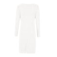 thumbnail image 6 of SMihono Fashion Women's Long Sleeve Sweater Dress Slim Fit Solid Dresses Square Neck Bodycon Ribbed Knit 2025 Spring Casual Dresses for Women White 6, 6 of 8