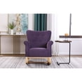 thumbnail image 2 of Living Room Rocking Chair, Modern Velvet Upholstered Accent Rocker Chair with Padded Seat and Wood Legs, High Back Glider Rocking Arm Chair for Nursery Baby Room Bedroom, Purple, 2 of 8
