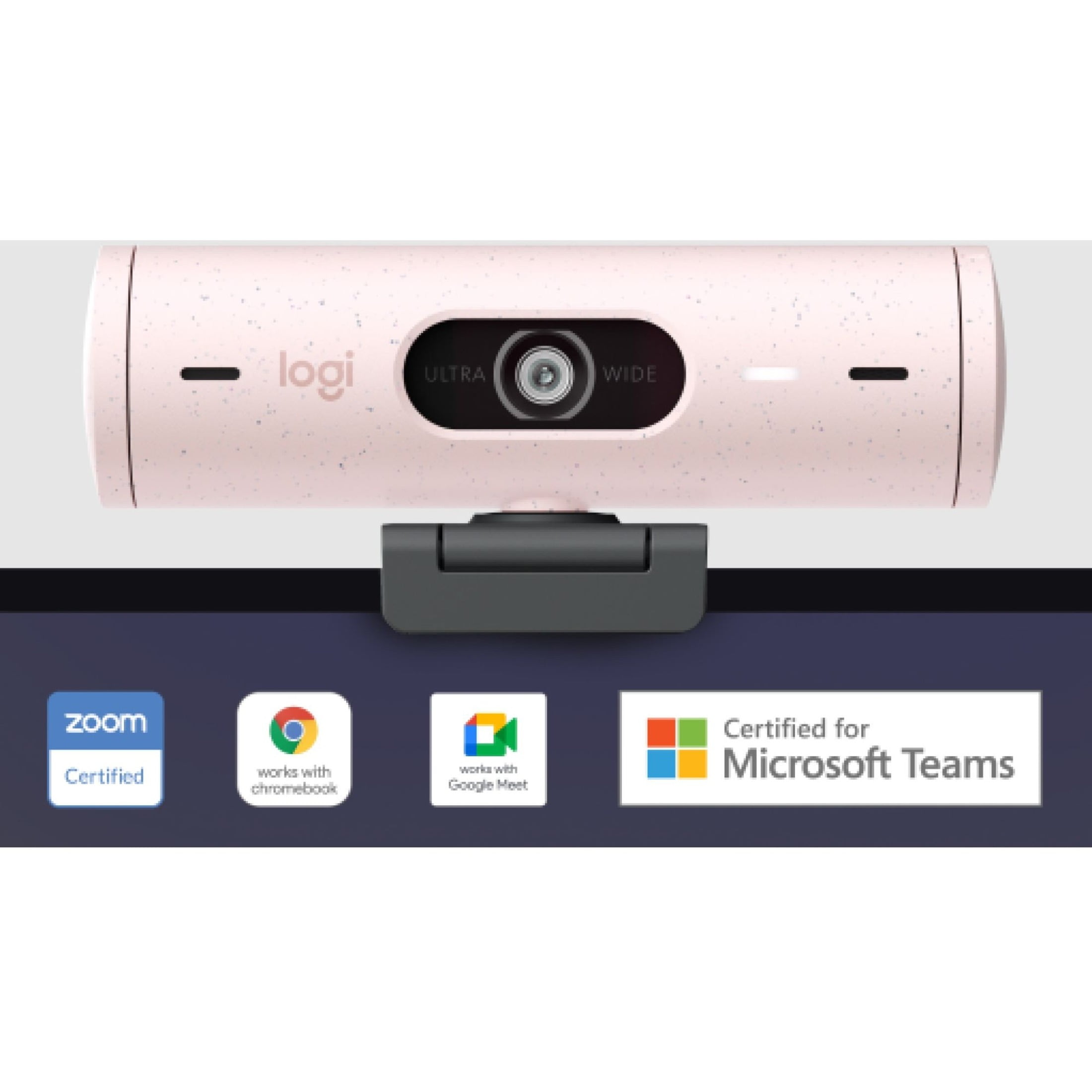 Logitech Brio 500 Full HD Webcam with Auto Light Correction,Show Mode, Dual Noise Reduction Mics, Webcam Privacy Cover, Works with Microsoft Teams, Google Meet, Zoom, USB-C Cable - Rose