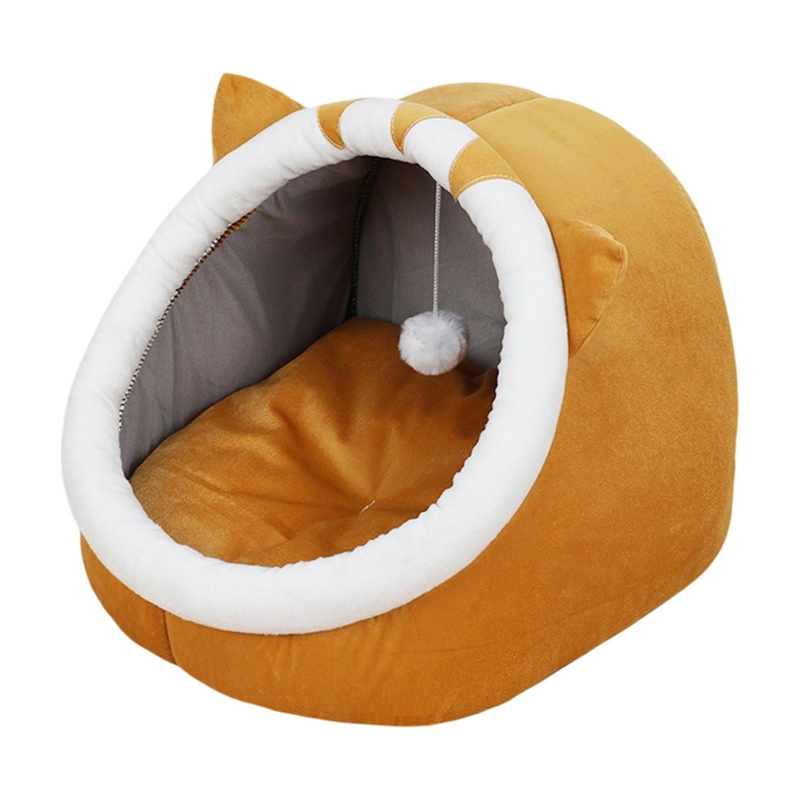 Semi-Closed Cat and Dog Bed, Removable Washable Pet Litter Mat and Kennel Cushion, Plush Warm Flock House for Indoor Cats, Dogs, Kittens, and Puppies, Comfortable Winter Pet Sleeping Pad