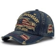 thumbnail image 5 of ZROVA Vintage USA 250th Anniversary Hats 2 Pack - 1776-2026 Distressed Baseball Caps with Embroidered Flag, Washed Denim Dad Hats, 5 of 9