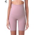 thumbnail image 4 of PULLIMORE Womens Maternity Yoga Shorts Over the Belly Workout Running Active Pregnant Short Pants with Pockets (M, Pink), 4 of 8