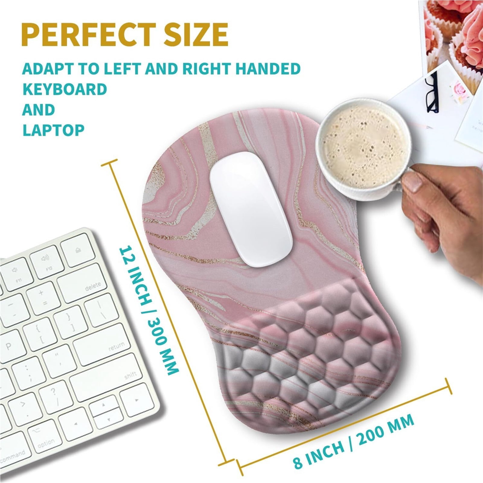 NexTone Ergonomic Mouse Pad Wrist Support, Wrist Rest Mousepad for Carpal Tunnel Pain Relief with Integrated Memory Foam Slope Massage Bulge (11.8x7.9 inch,Pink Fluid