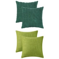Unique Bargains 4 Pcs Modern Solid Throw Pillow Covers for Sofa 18" x 18" Dark Green/Green