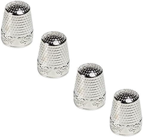 AXEN 4 Pieces Sewing Thimble, Metal Sewing Thimble Finger Protector, Accessories DIY Sewing Tool, Silver