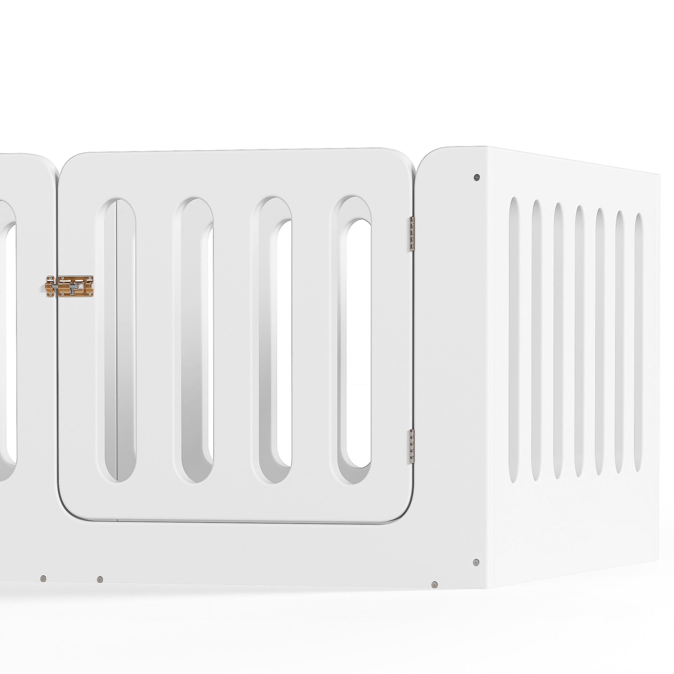 GDF Studio Twin Size Montessori Floor Bed with High Guardrails & Door, Low-Profile Design, White