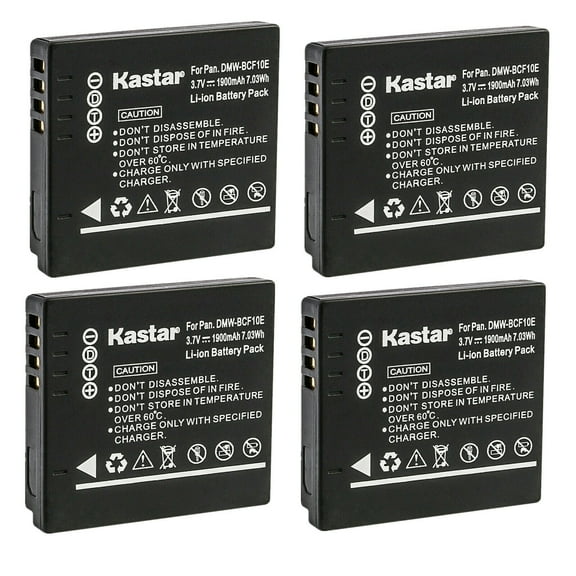 Kastar 4-Pack DMW-BCF10 Battery Replacement for Panasonic DMW-BCF10 DMW-BCF10E DMW-BCF10PP, CGA-S009 CGA-S009E CGA-S/106B Battery, Panasonic DE-A59 DE-A59B, DE-A60 Charger