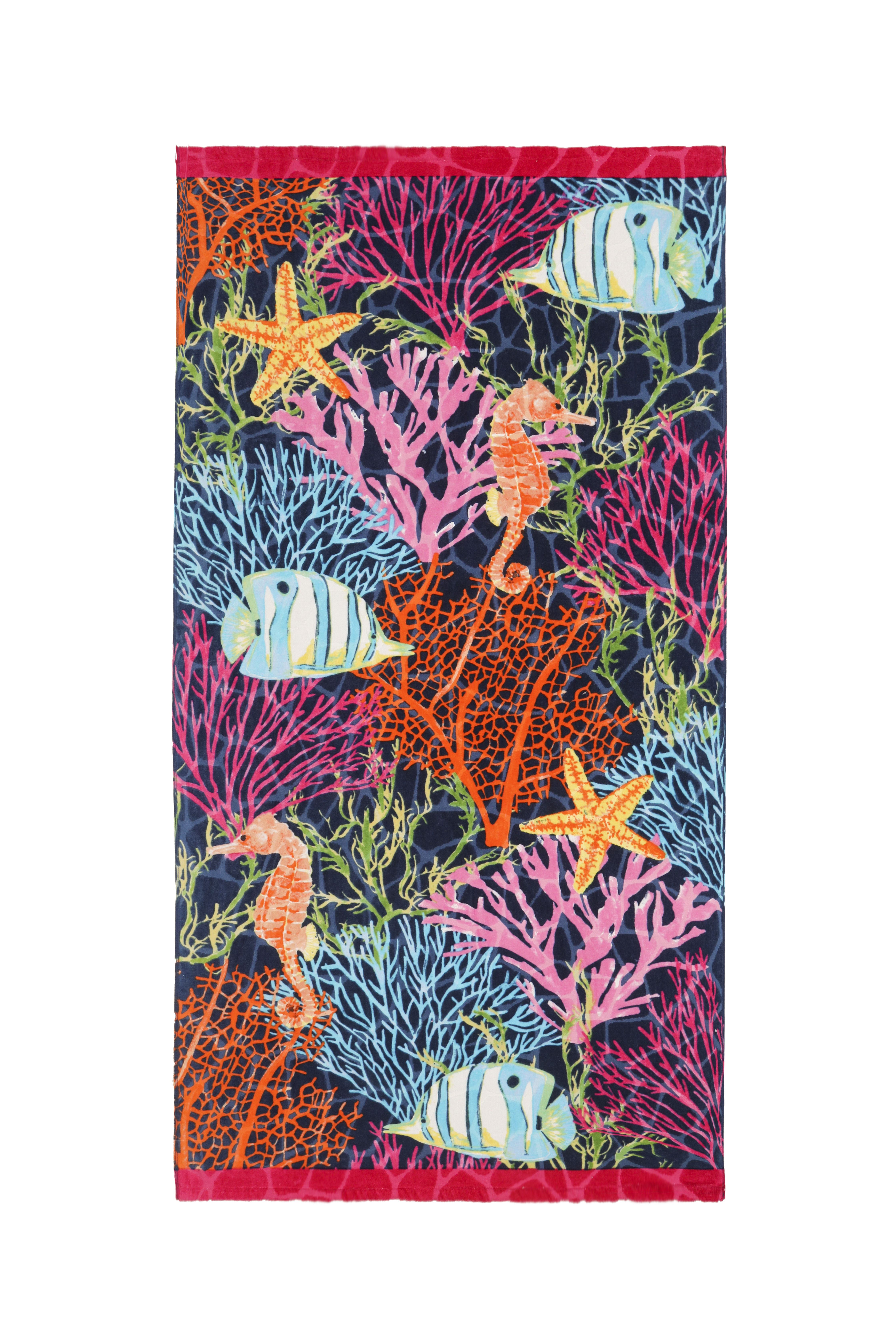 Better Homes & Gardens Printed Sheared Beach Towel Cozumel Coral Multi-Color