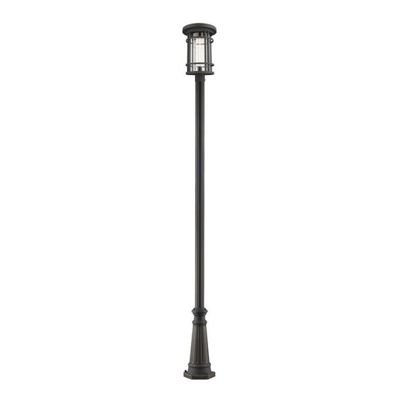 Z-Lite Jordan 114" Seedy Glass Aluminum Outdoor Lamp Post in Bronze