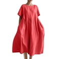 thumbnail image 1 of HomeGardon Liquidation! Robes d'Été pour Femmes 2025, Robes d'Été pour Femmes, Robe Unie Décontractée d'Été pour Femmes à Col Rond et Manches Courtes, P-XXXXXL, 1 of 4