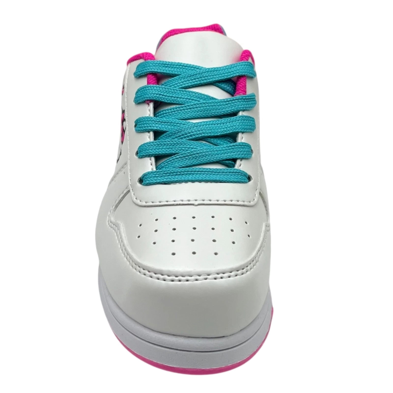 Hello Kitty Little Girls Court Sneakers Size 12 White Aqua Pink Casual Lace-Up