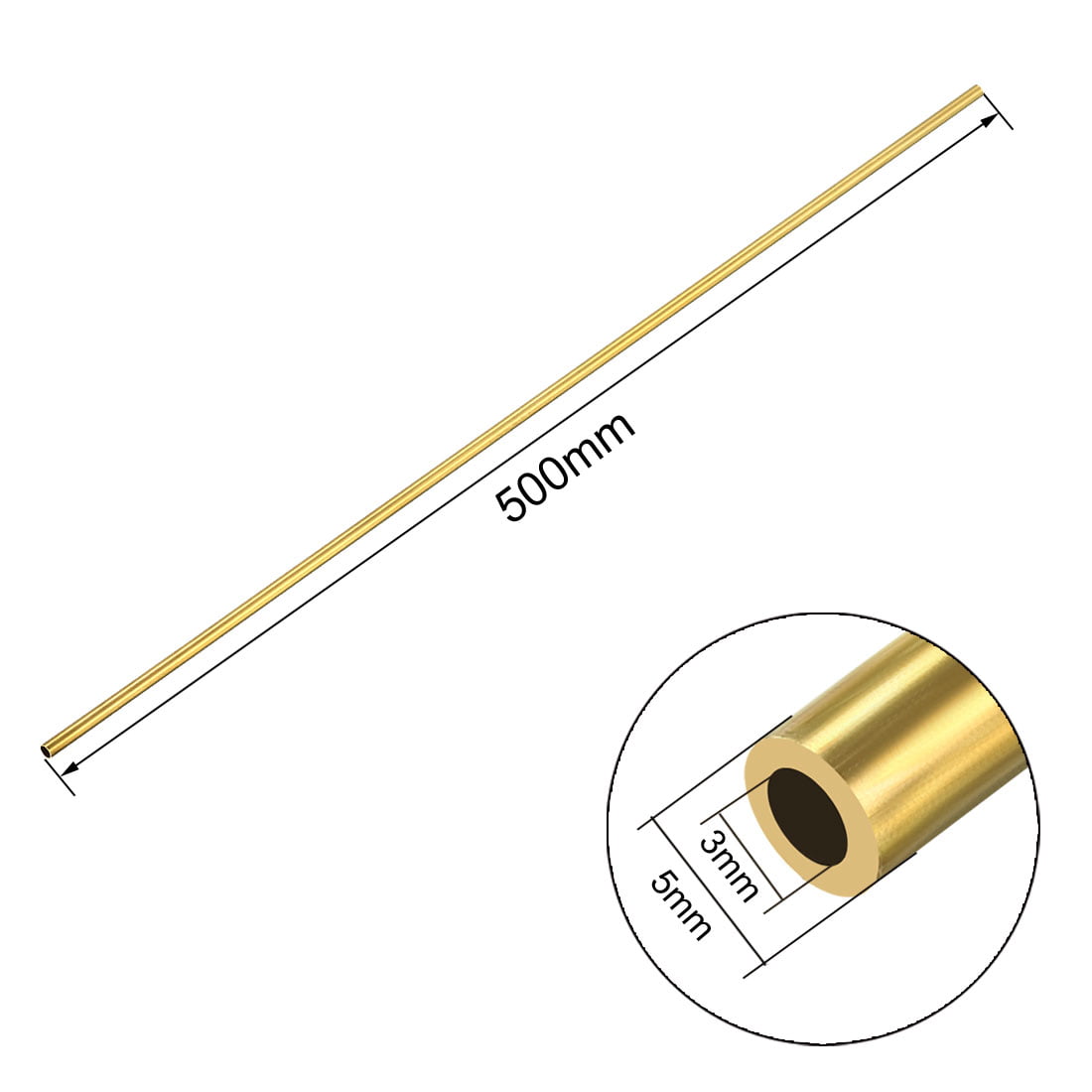 uxcell 2PCS 7mm x 8mm x 500mm Brass Pipe Tube Round Bar Rod for RC Boat 